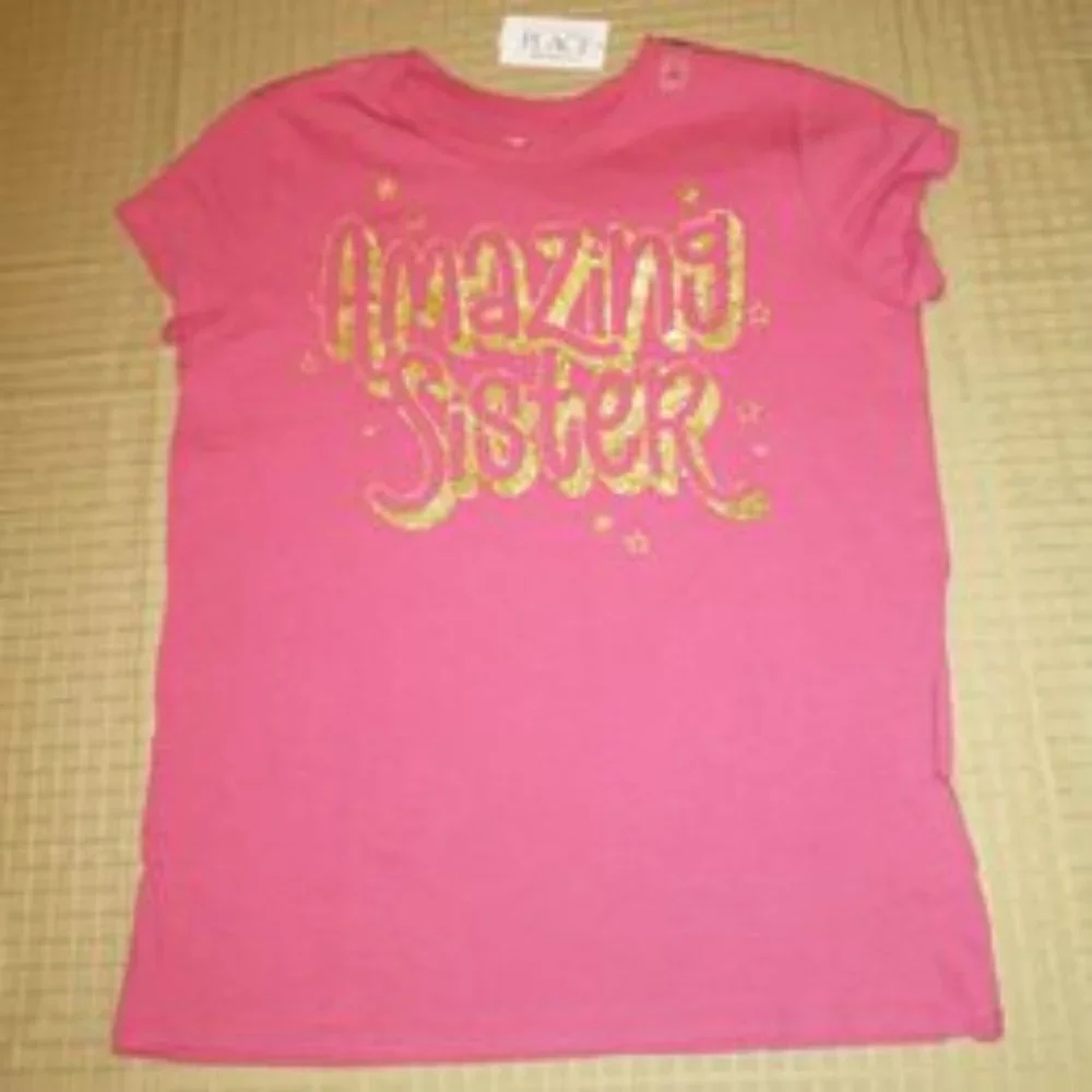 Children's Place girls shirt Amazing Sister Pink L (10-12) K-192